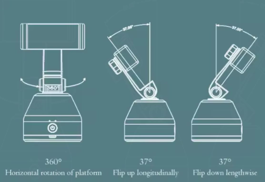 Soporte de seguimiento de teléfono móvil de 360°